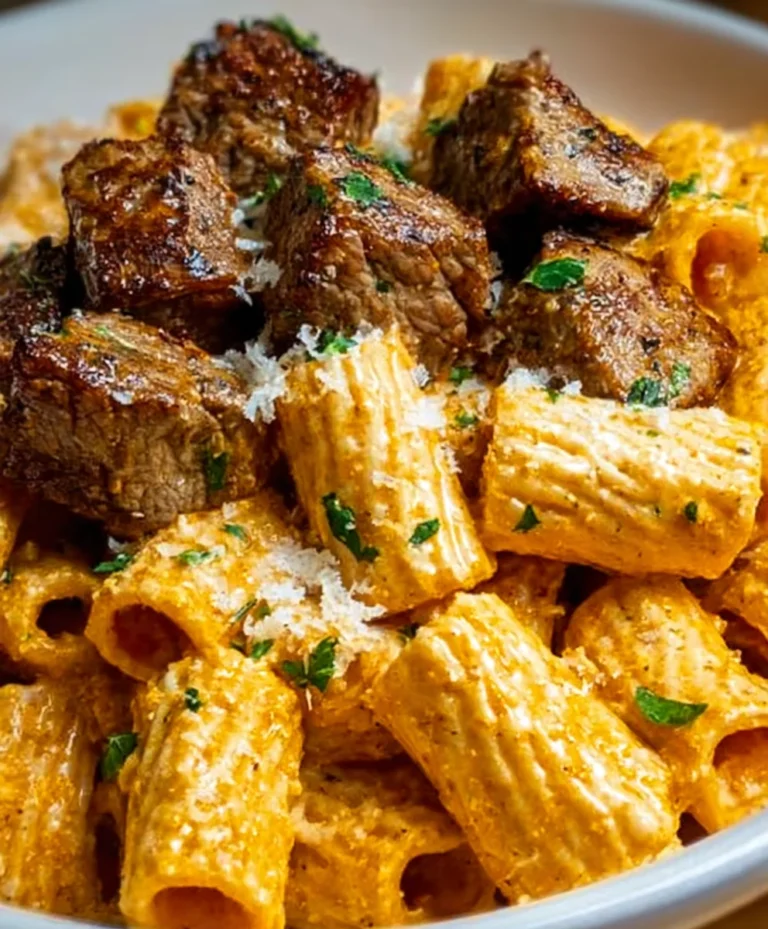 Cajun Steak Tips Cheesy Rigatoni Parmesan Pasta