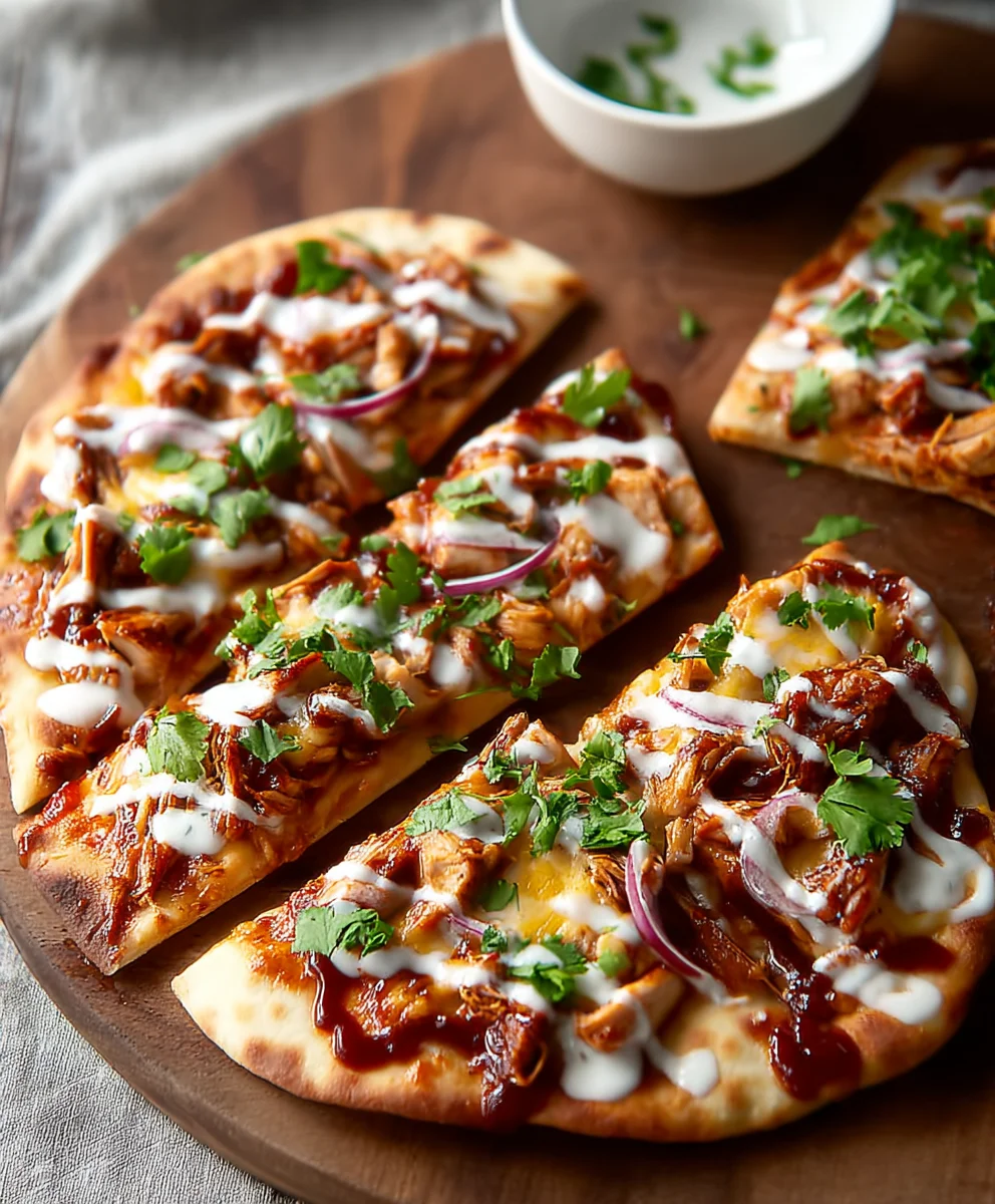 Easy BBQ Chicken Naan Pizza-Quick Weeknight Meal