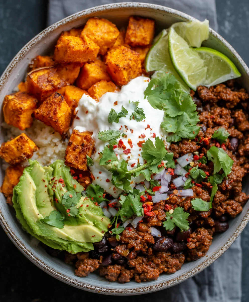 Roasted Sweet Potato Taco Bowl - Healthy & Flavorful