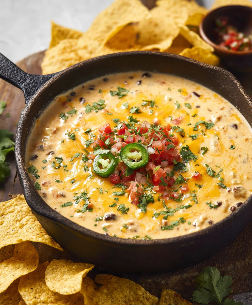 Easy Cowboy Queso Dip-Spicy Beef Cheese Dip