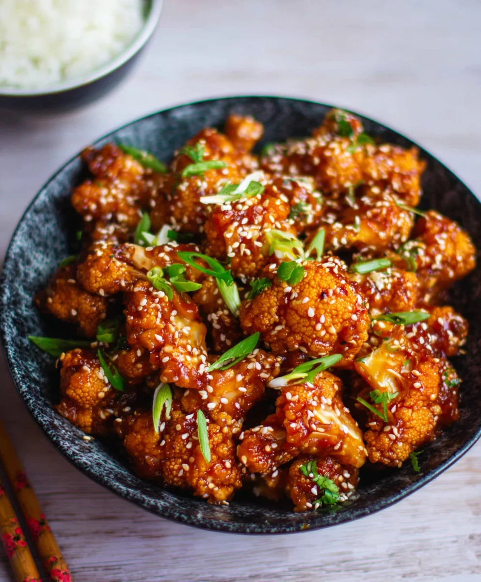 Sticky Sesame Cauliflower-Easy Vegan Appetizer