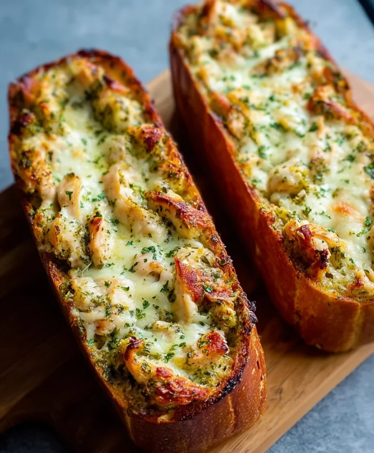 Pesto Chicken Garlic Bread – Easy Weeknight Dinner