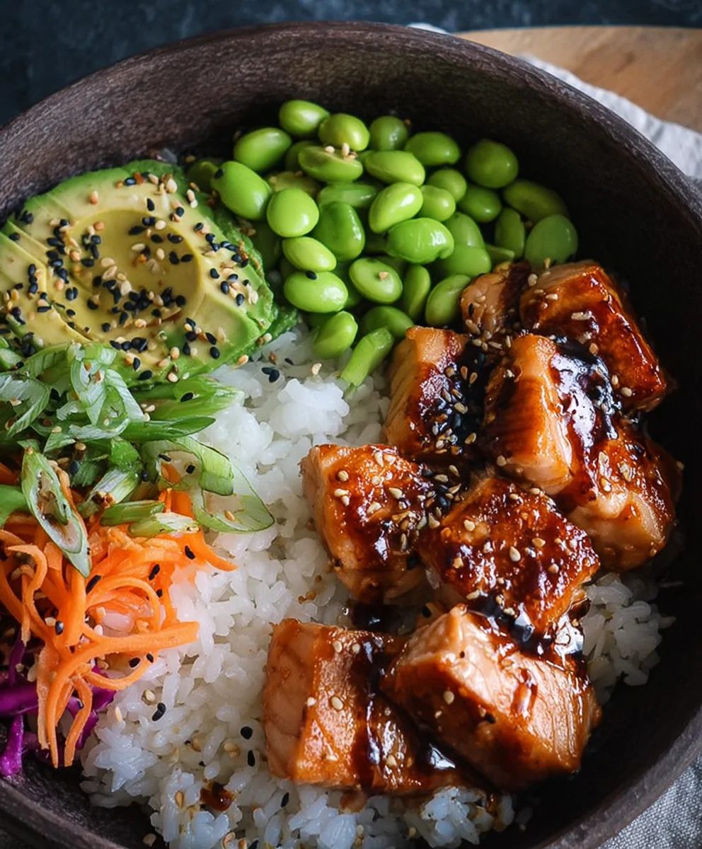 Gluten Free Teriyaki Salmon Sushi Bowl Recipe