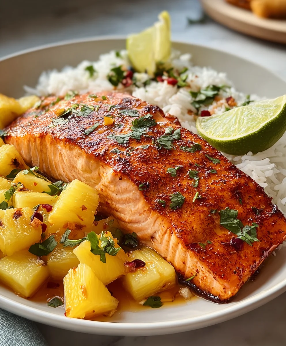 Pineapple Chipotle Salmon Recipe-Spicy Sweet Salmon