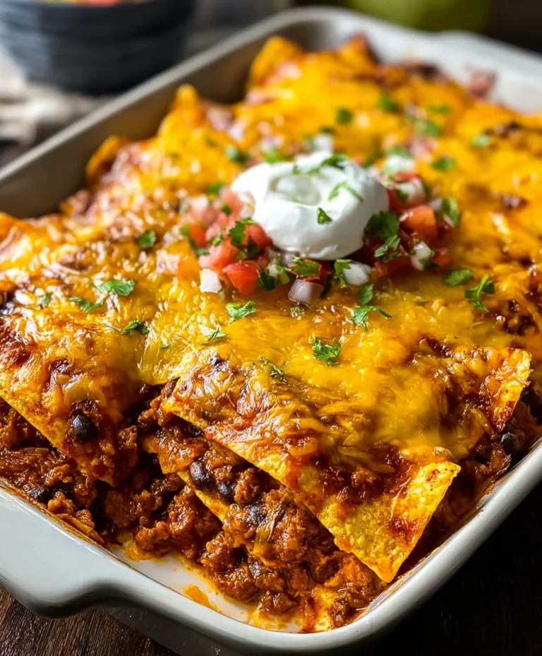 Easy Beef Tortilla Chip Enchiladas-Quick Dinner