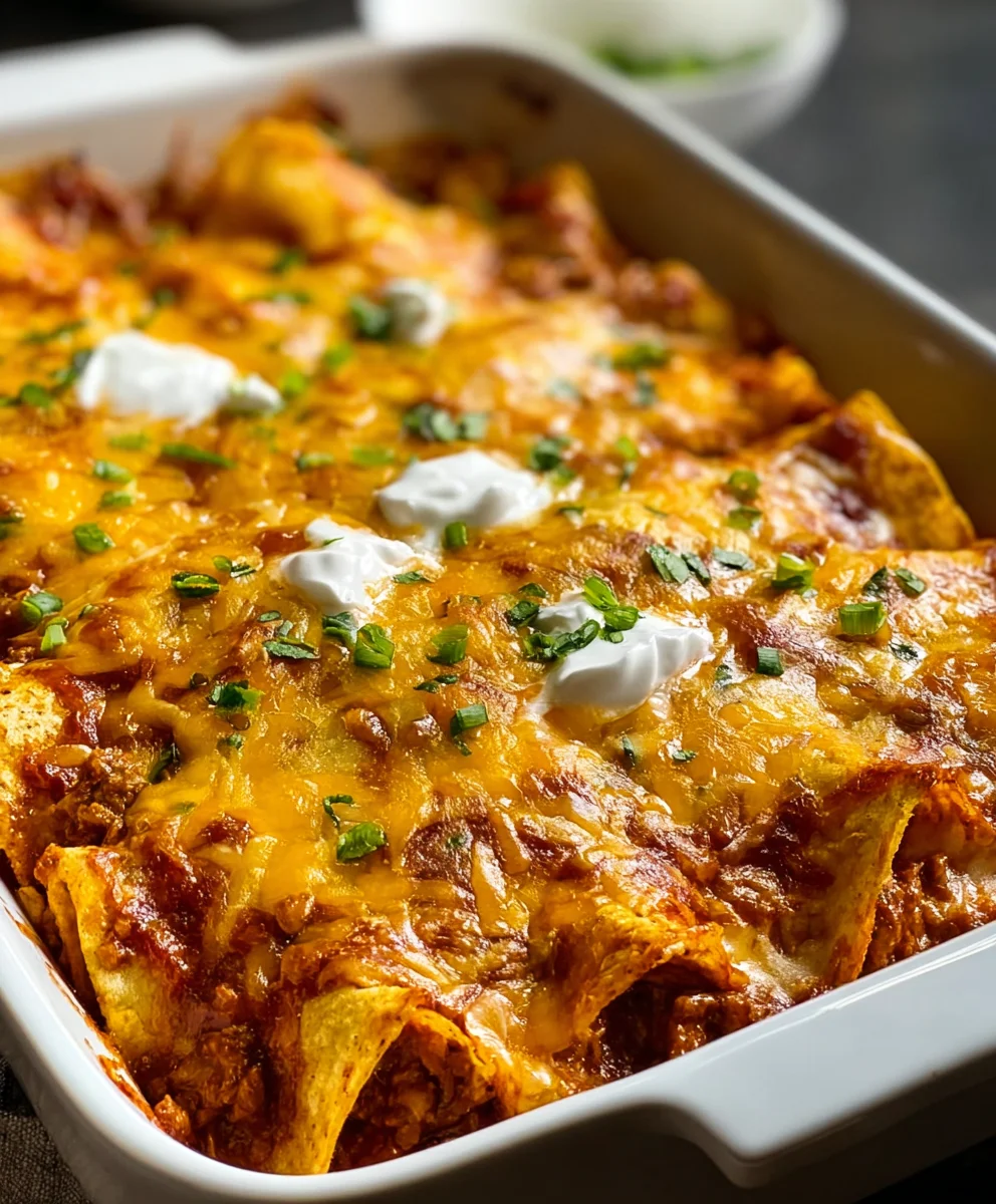 Easy Beef Tortilla Chip Enchiladas-Quick Dinner