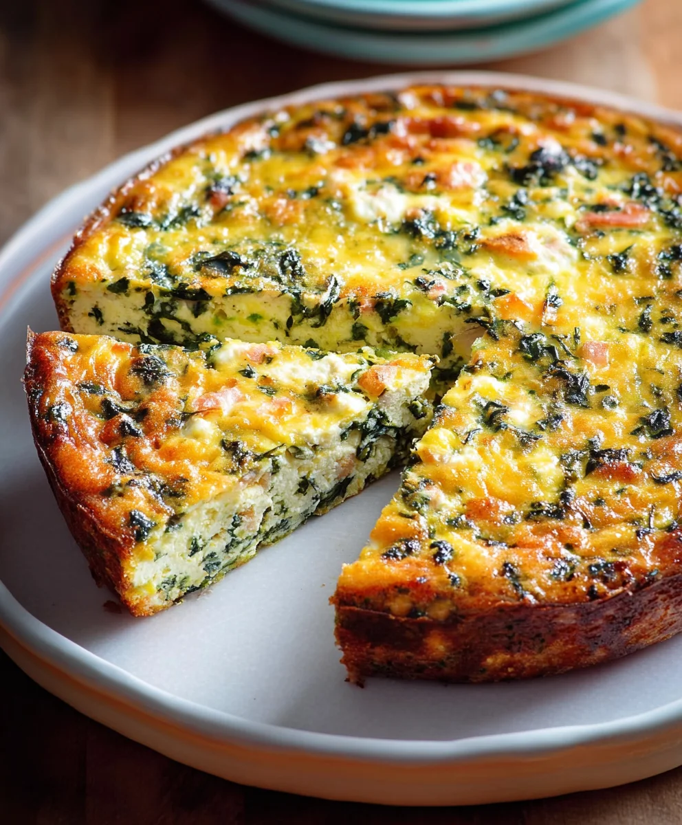 Spinach Cottage Cheese Crustless Quiche - Easy Healthy Recipe