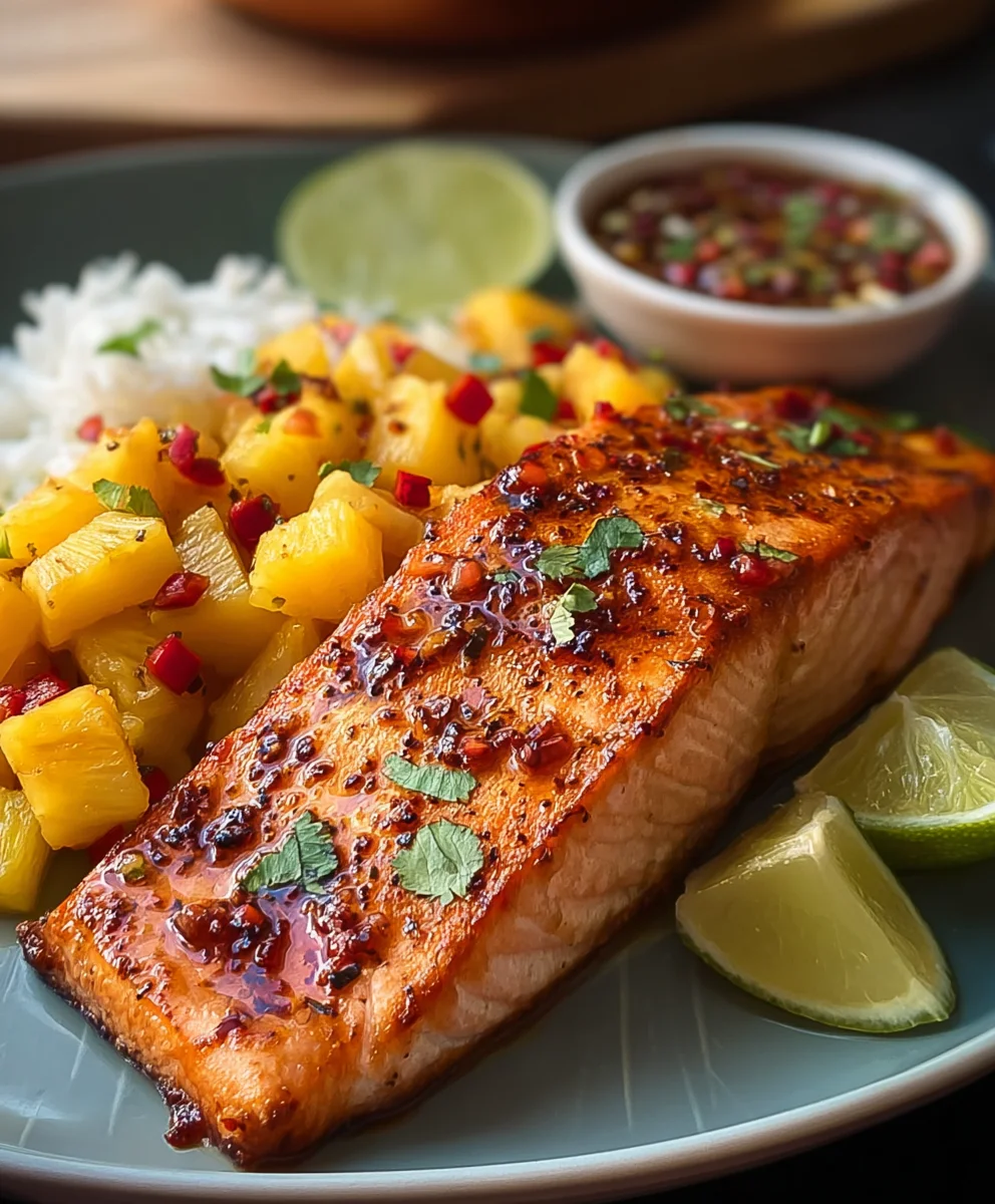 Pineapple Chipotle Salmon Recipe-Spicy Sweet Salmon