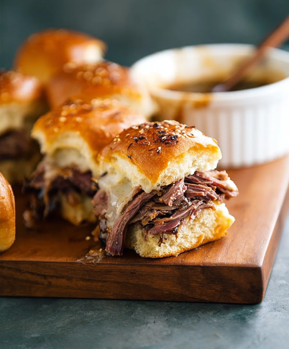 Juicy Beef French Dip Sliders - Easy Party Appetizer