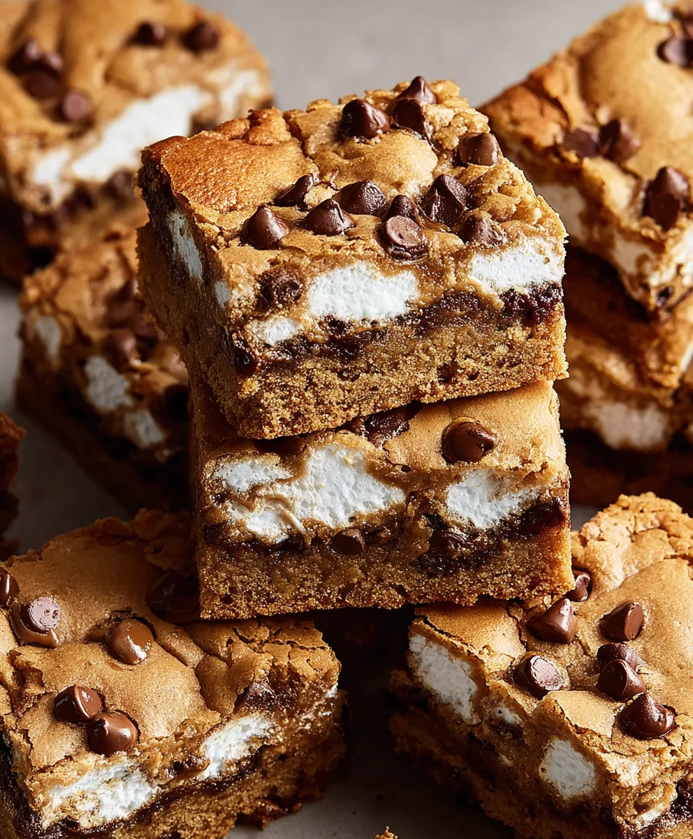 Peanut Butter Smores Blondies-Sweet Dessert Bliss