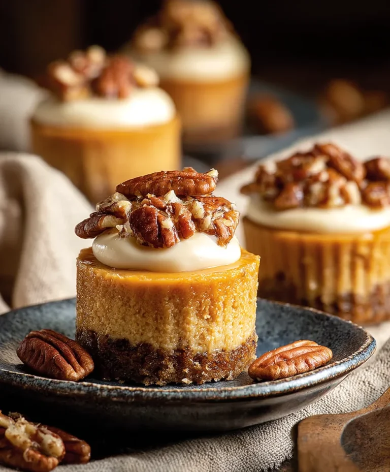 Pumpkin Pecan Mini Cheesecakes-Decadent Fall Dessert