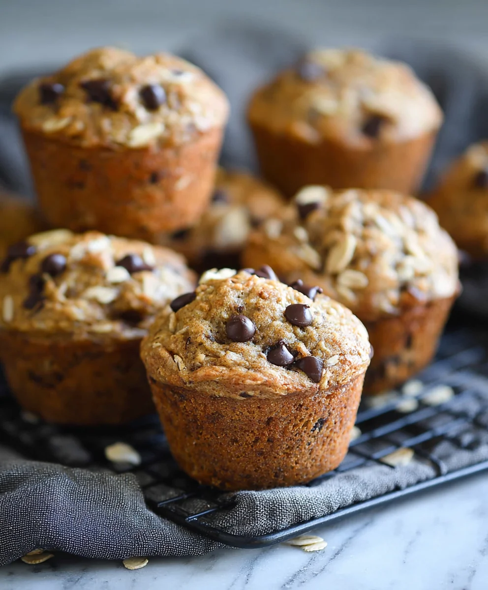 Healthy Banana Oatmeal Chocolate Chip Muffins
