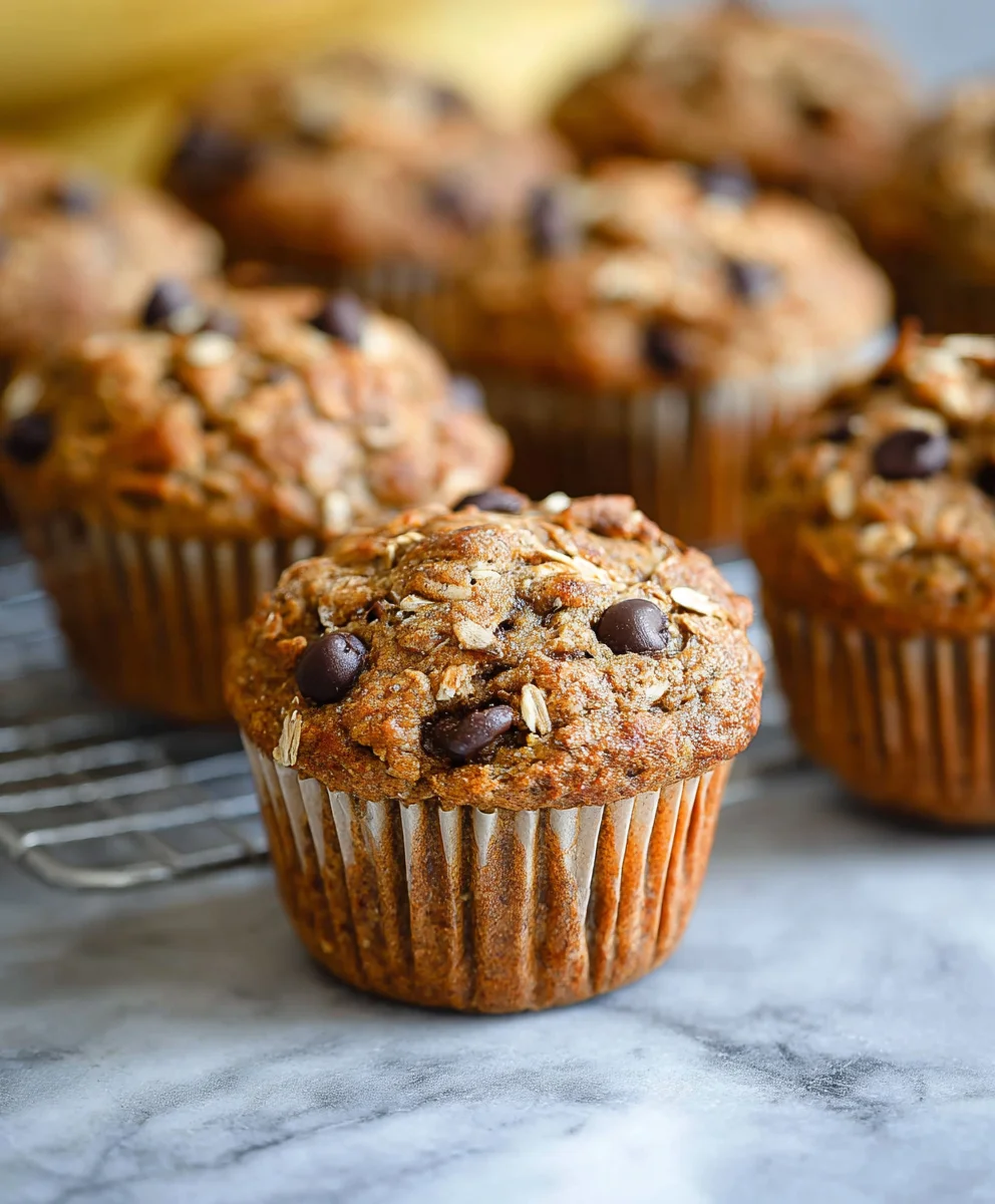 Healthy Banana Oatmeal Chocolate Chip Muffins