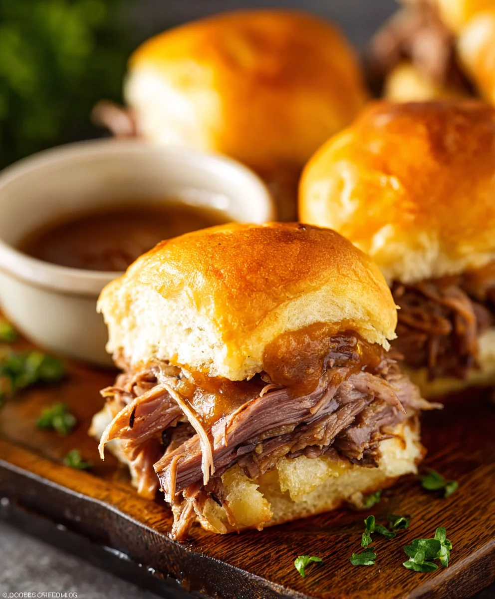 Easy French Dip Sliders- Flavorful Mini Sandwiches
