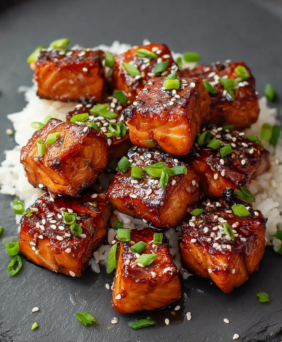 Quick Honey Garlic Salmon Bites-Easy Recipe