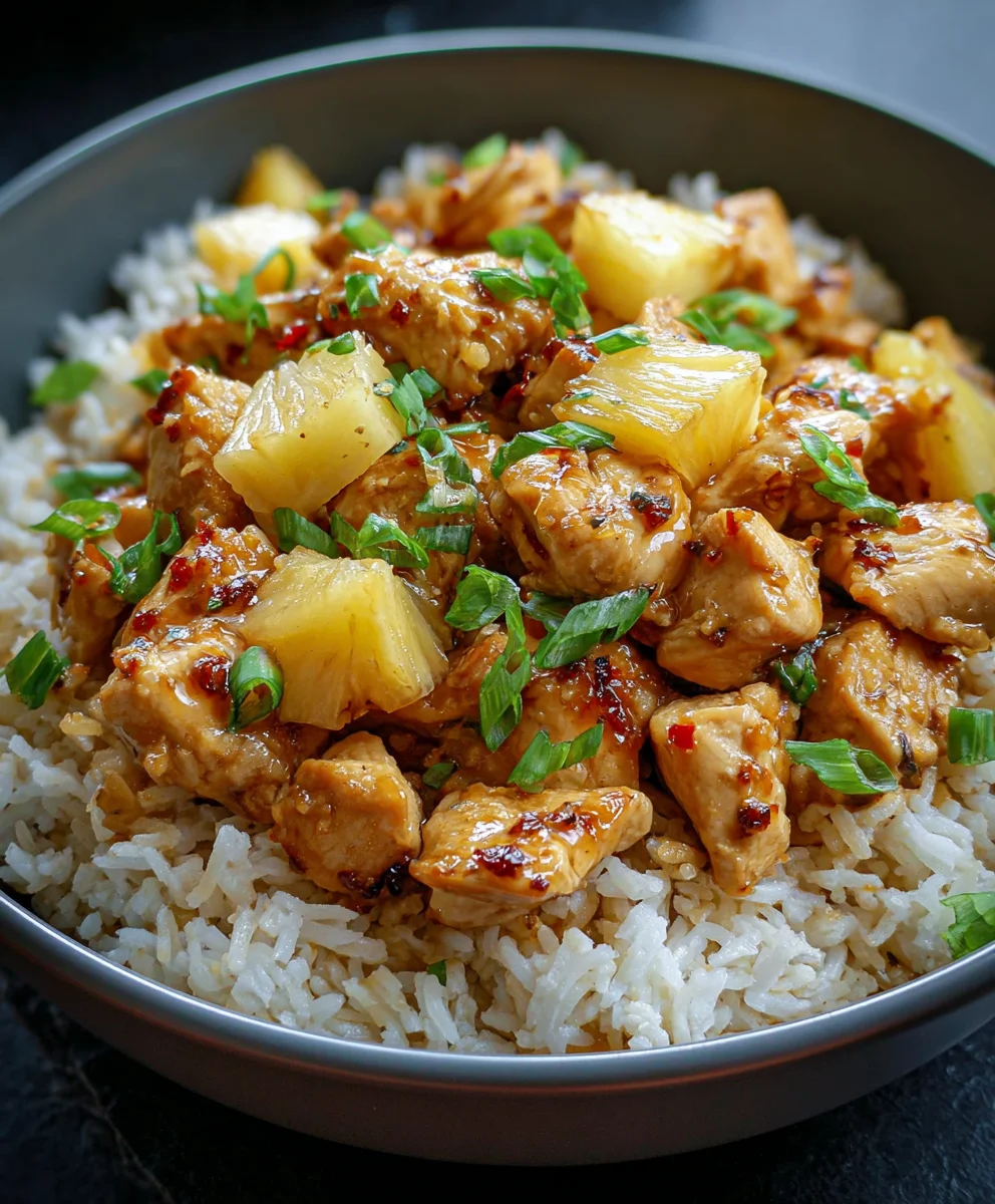 Sweet Pineapple Chicken Rice-Easy Weeknight Dinner