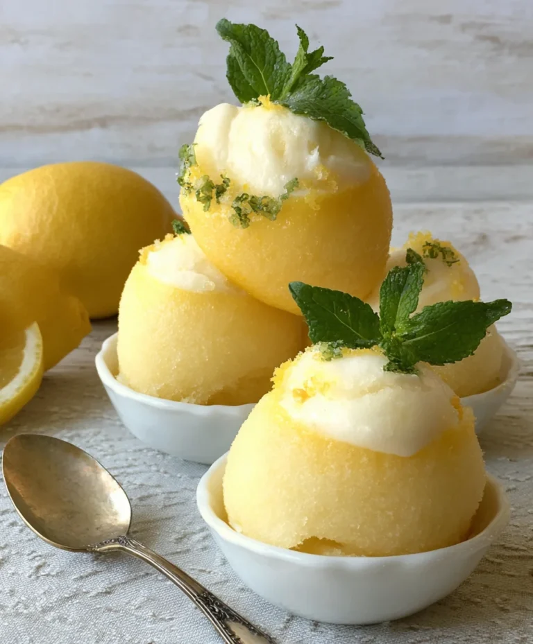 Lemon Sorbet Frozen Lemon Shell-Refreshing Dessert