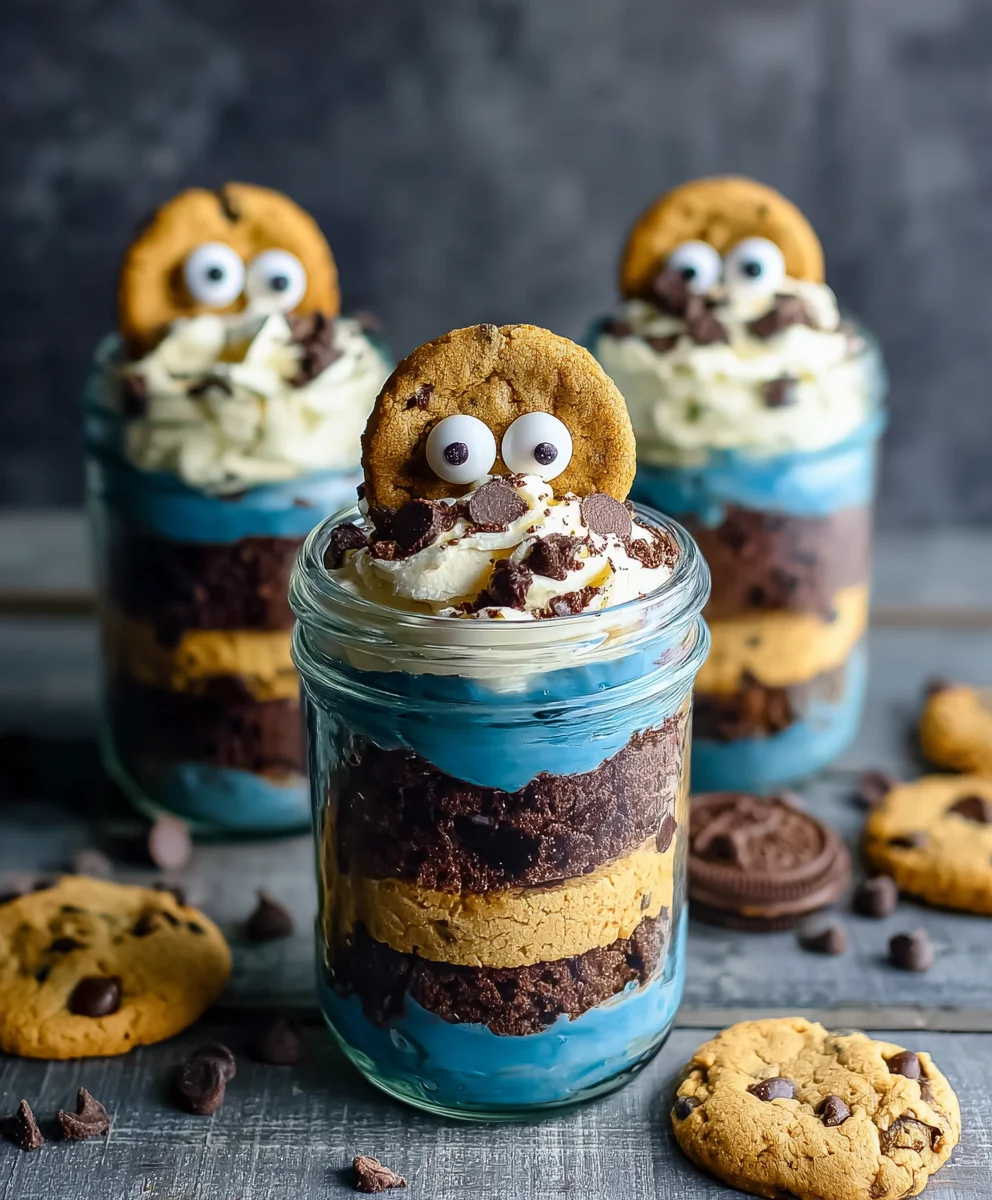 Cookie Monster Cake Jars-Fun Dessert Treat