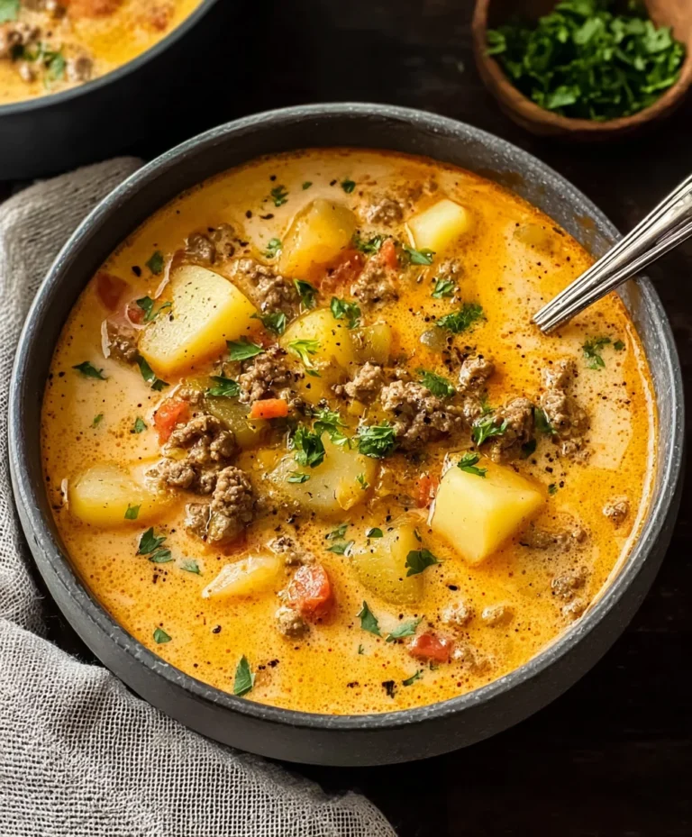 Cheesy Beef Beef Hamburger Potato Soup – Comfort Food Classic