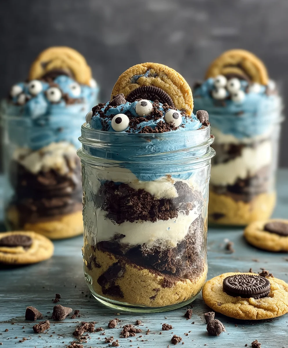 Cookie Monster Cake Jars-Fun Dessert Treat