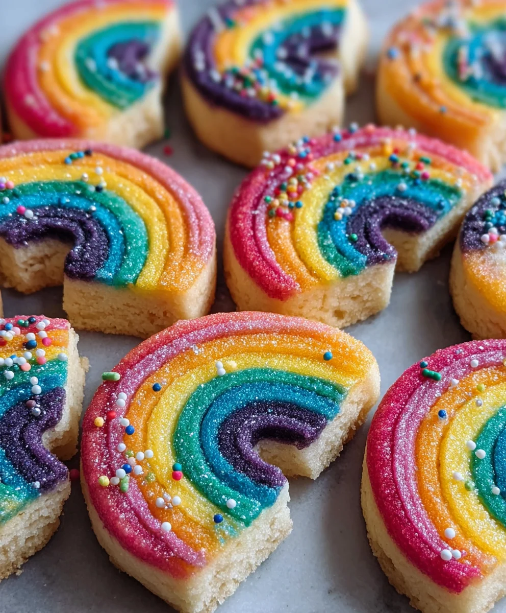 Piped Rainbow Shortbread Cookies- Easy Fun Treat
