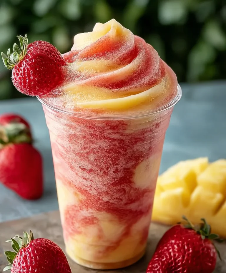 Pineapple Strawberry Swirled Slushie – Refreshing Drink