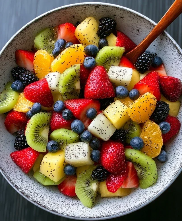 Fruit Salad with Honey-Lime Poppy Seed Dressing