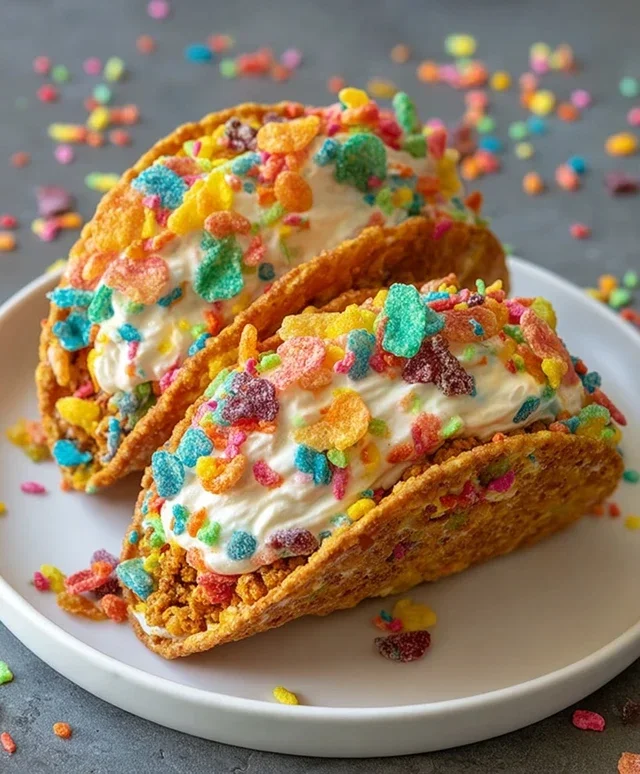 Fruity Pebbles Cheesecake Tacos