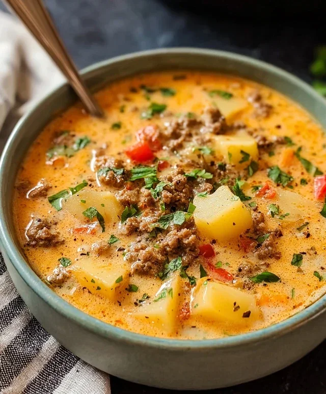Cheesy Beef Beef Hamburger Potato Soup