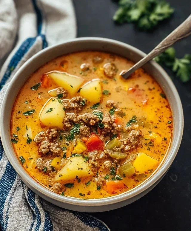 Cheesy Beef Beef Hamburger Potato Soup