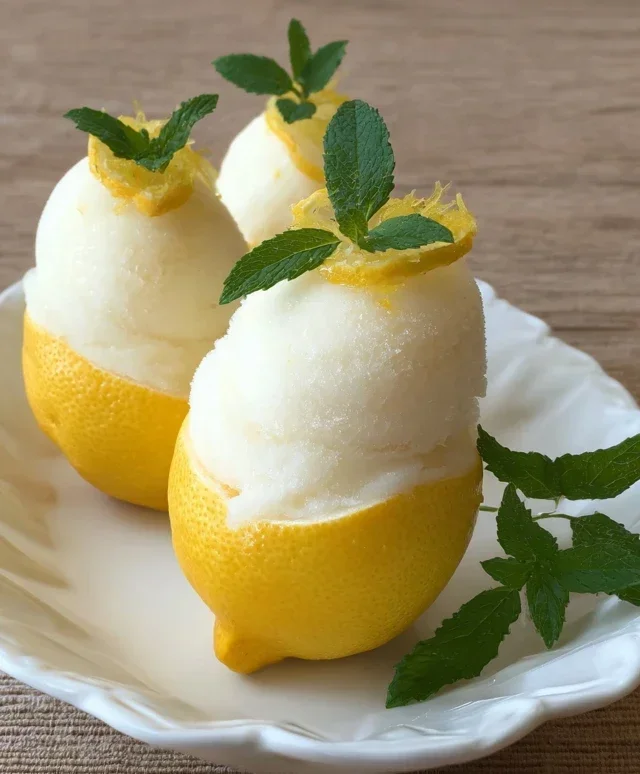 Sorbetto di Limone Dressed Up in a Frozen Lemon Shell