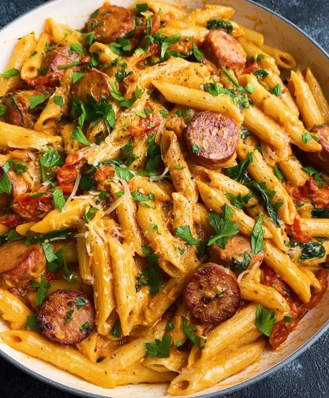 One Pot Creamy Cajun Sausage Pasta (30-Minutes)