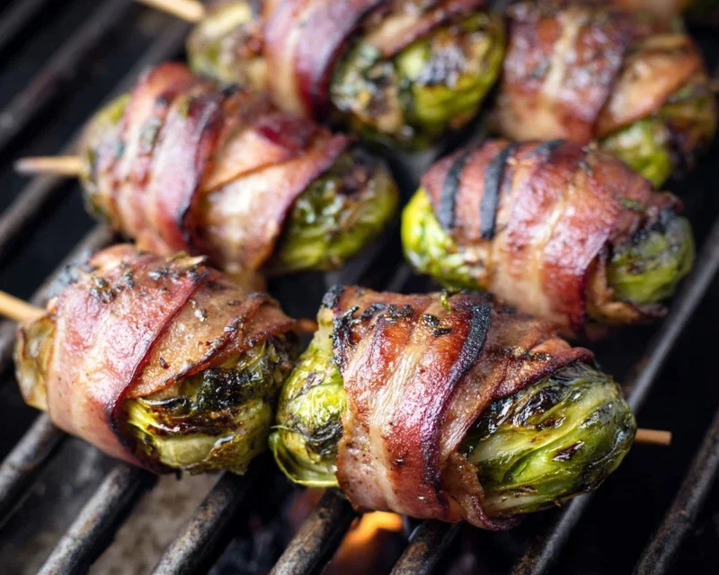 Grilled Beef Beef Bacon Wrapped Brussels Sprouts