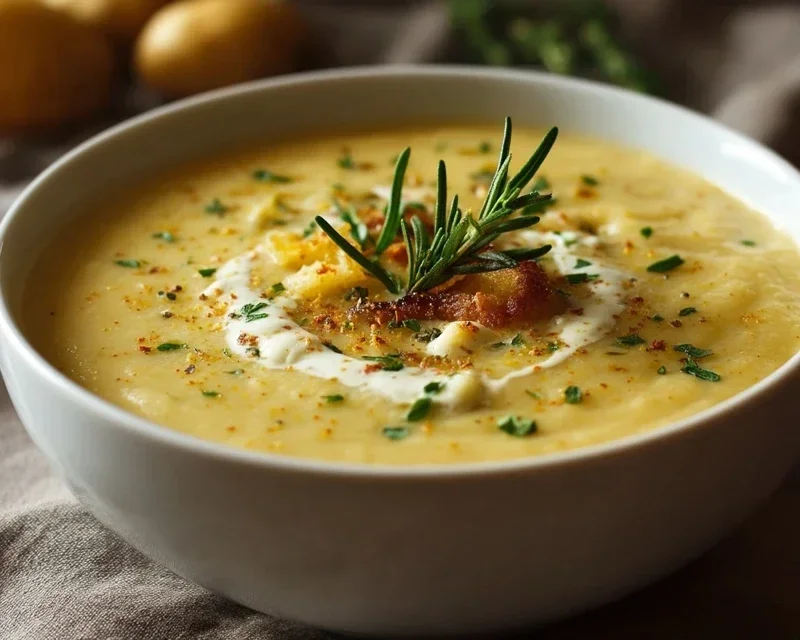 Hearty Cheddar Garlic Herb Potato Soup Recipe