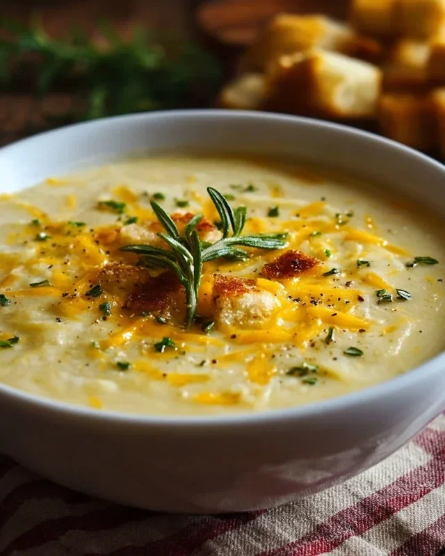 Hearty Cheddar Garlic Herb Potato Soup Recipe