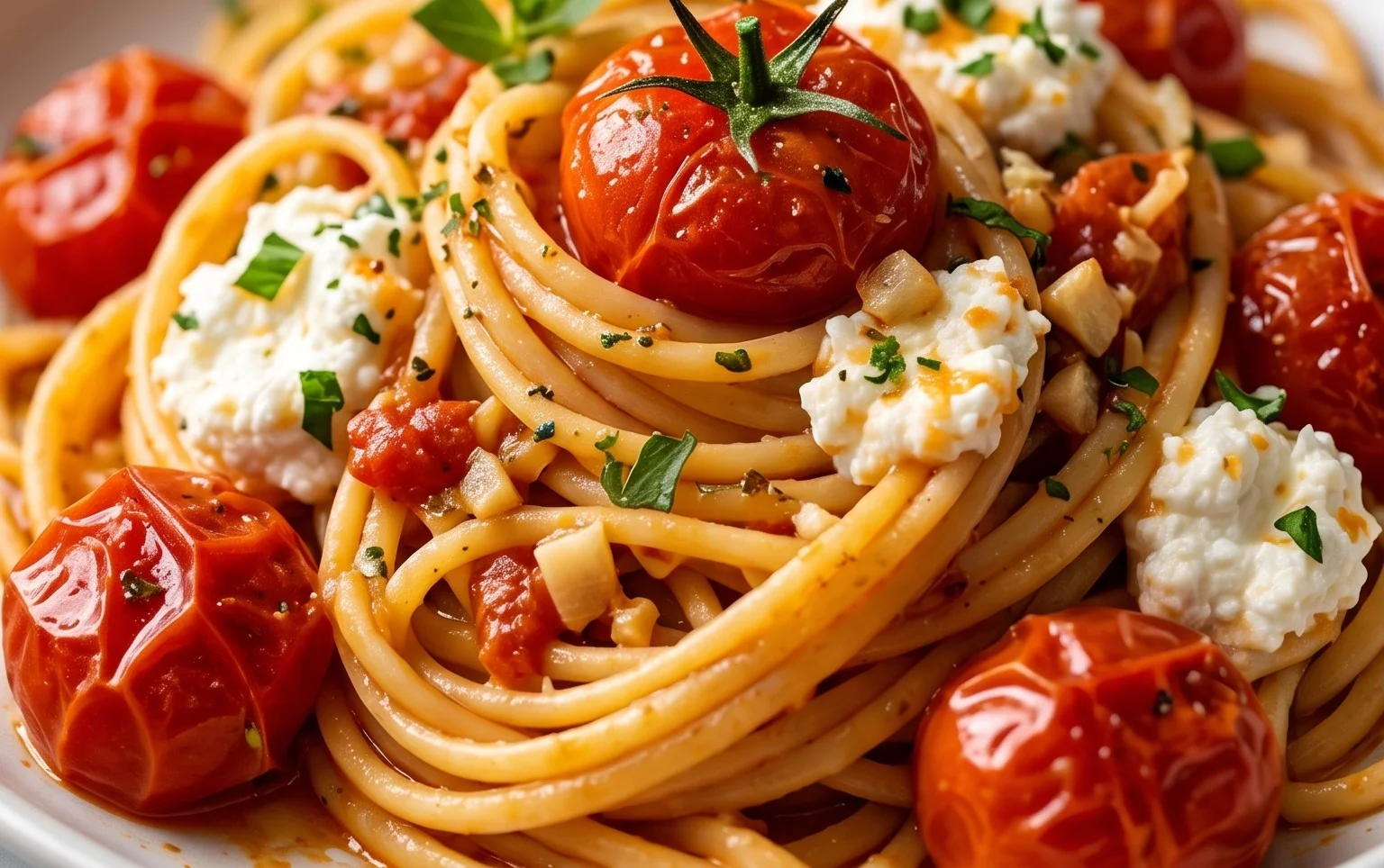 Roasted Tomato and Garlic Ricotta Pasta