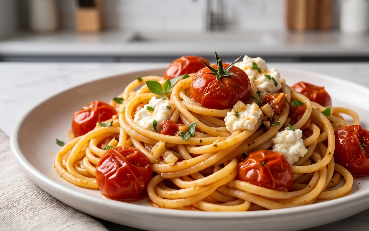Roasted Tomato and Garlic Ricotta Pasta