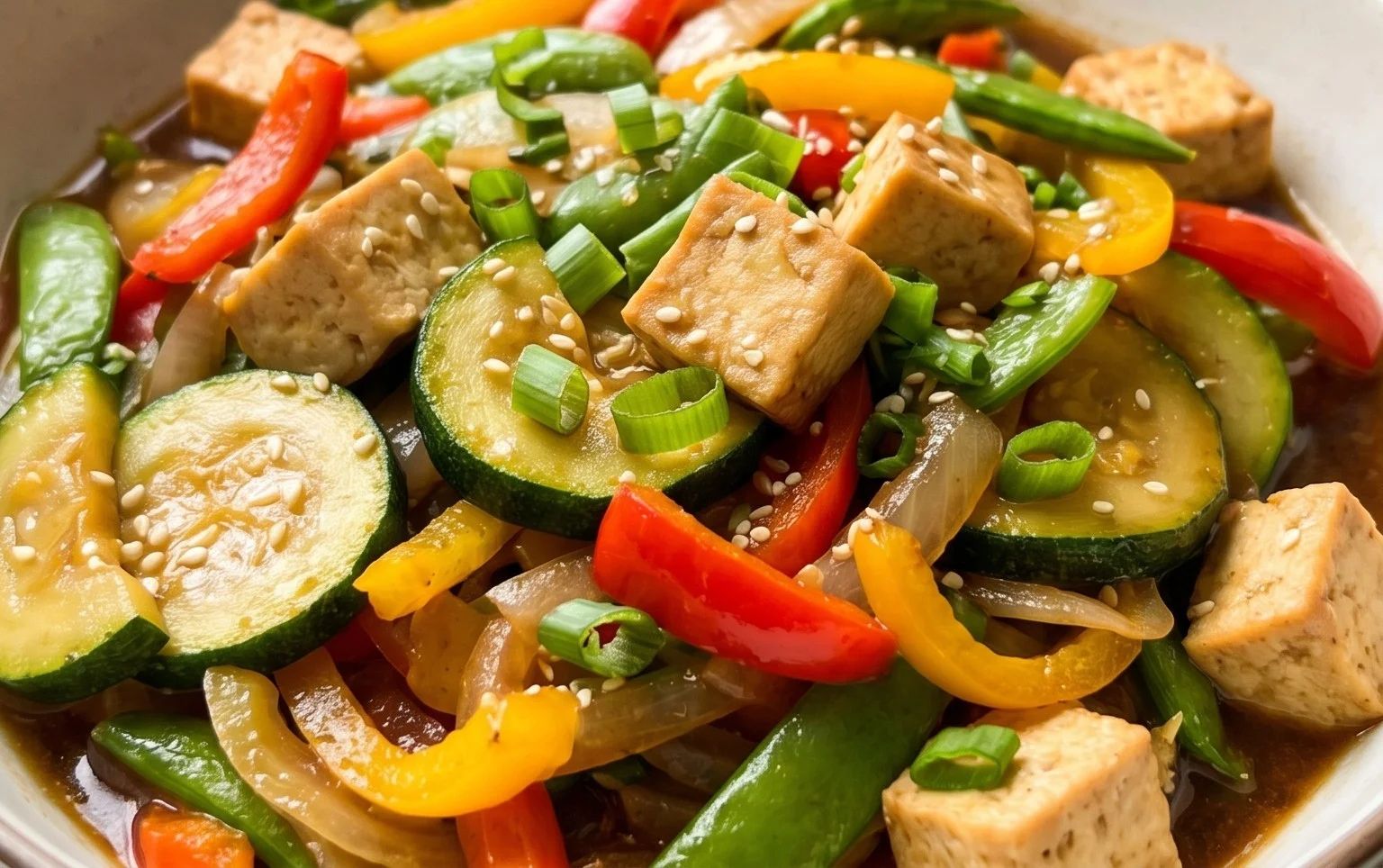 Zucchini Stir Fry With Tofu (Vegan)