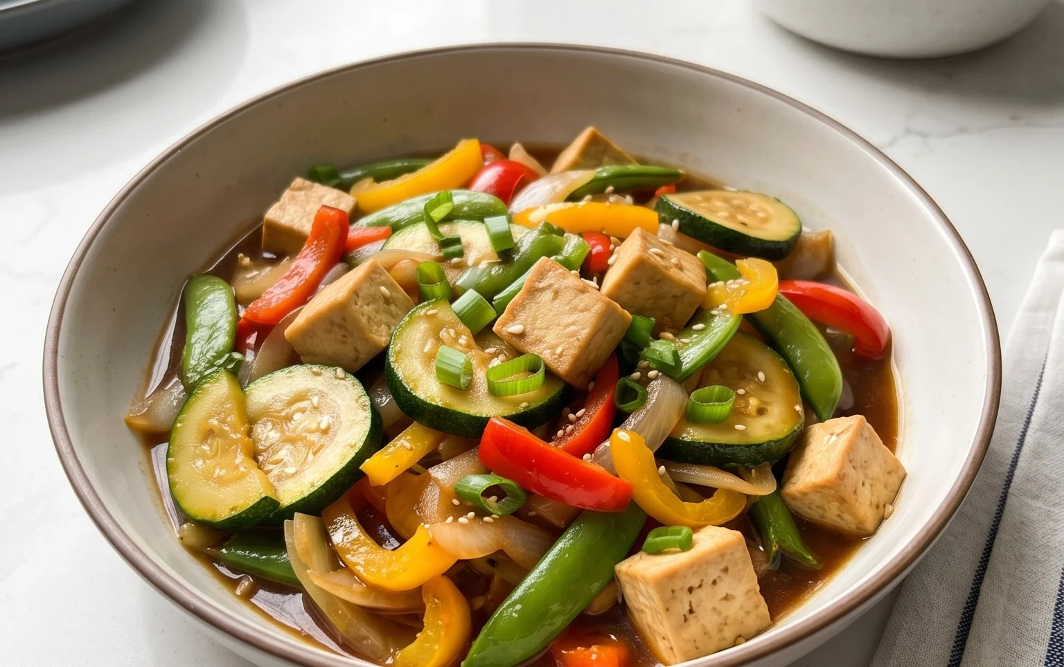 Zucchini Stir Fry With Tofu (Vegan)