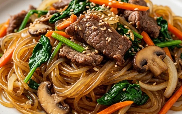 Japchae (Korean Glass Noodle Stir Fry)
