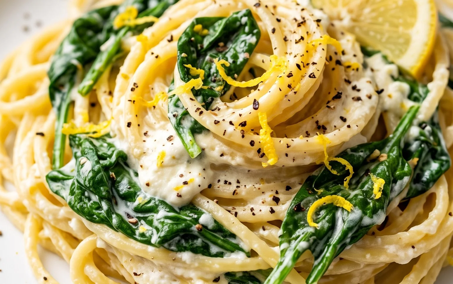 Lemon ricotta pasta & spinach