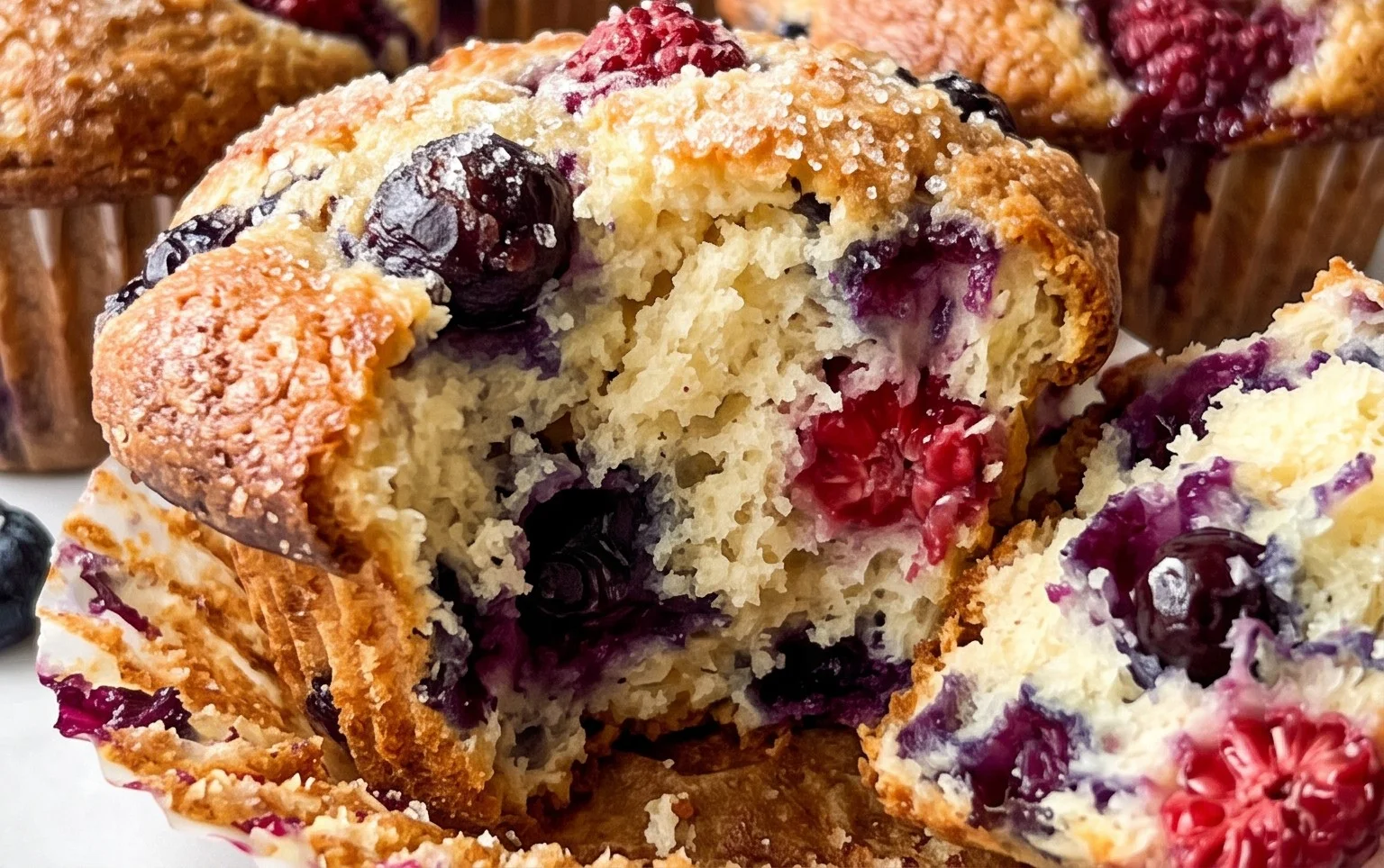 Bakery Style Mixed Berry Muffins | with Frozen Berries