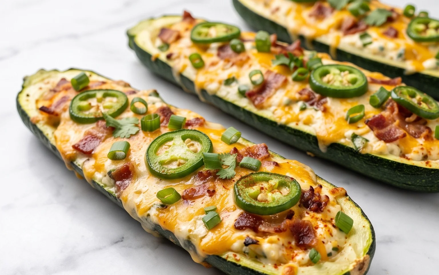 Jalapeno Popper Zucchini Boats