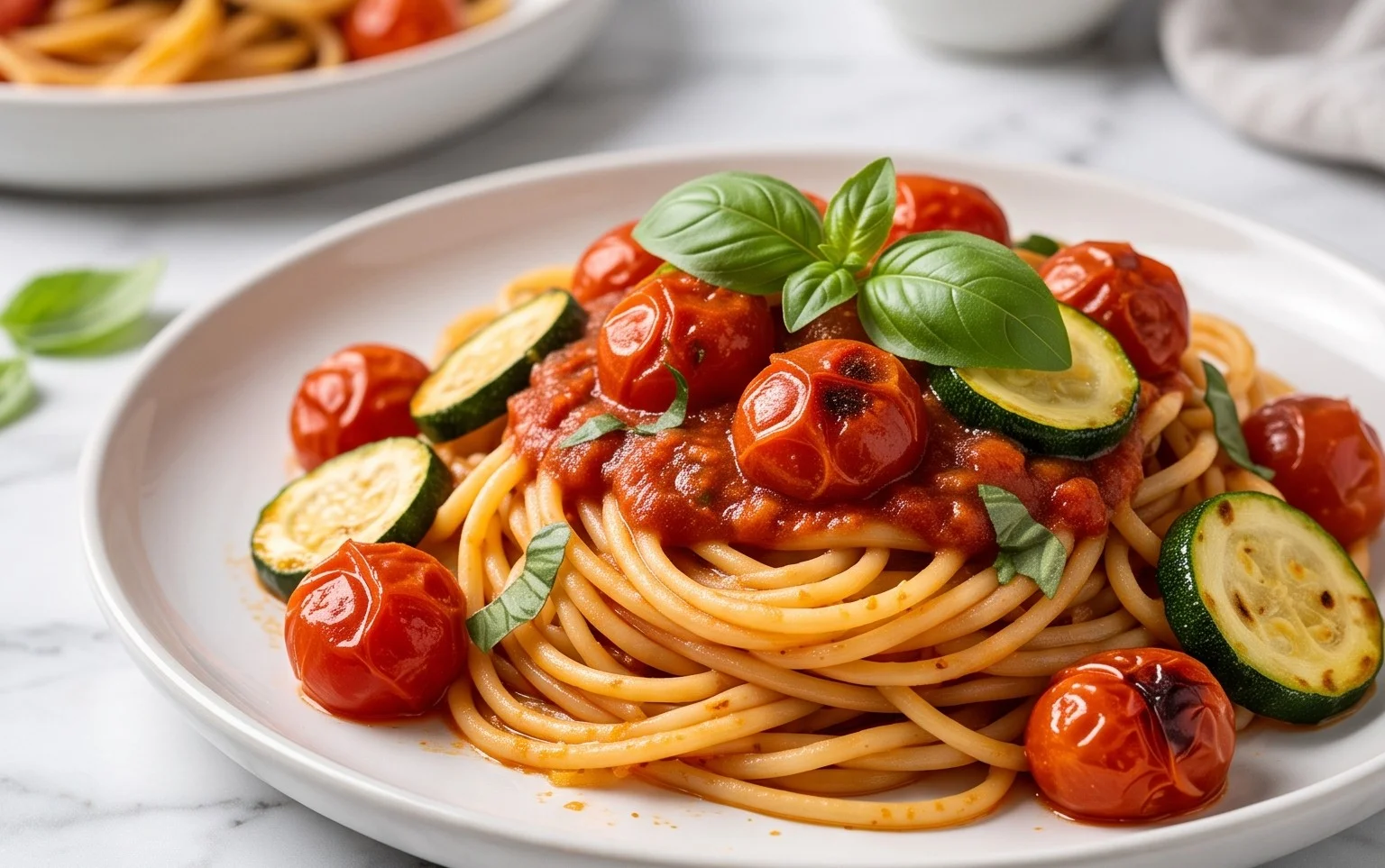 Healthy Tomato Zucchini Pasta