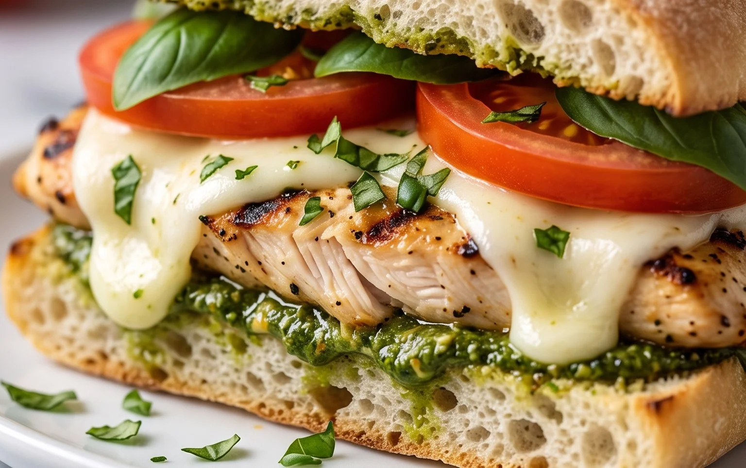 Chicken Pesto Caprese Sandwich