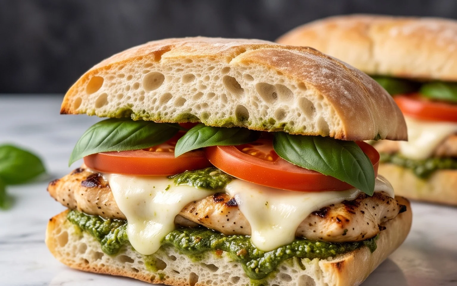 Chicken Pesto Caprese Sandwich