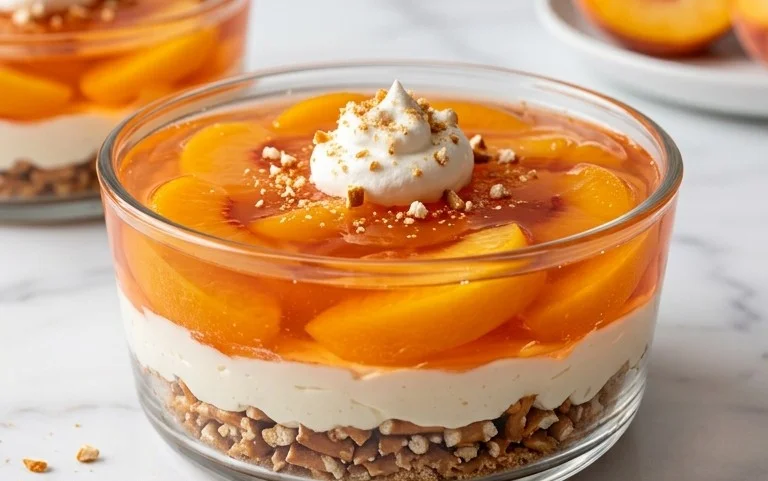 Peach Pretzel Salad Dessert