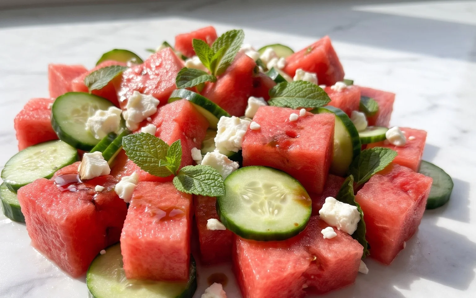 Watermelon Salad with Cucumber and Feta