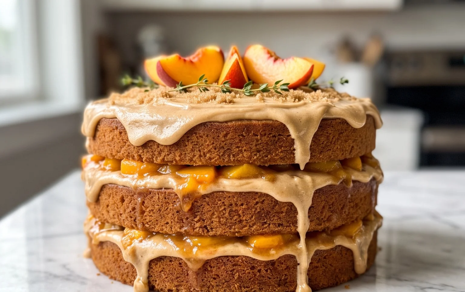 Brown Sugar Layer Cake with Peach Filling