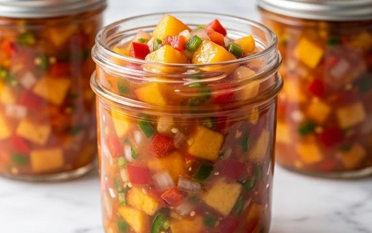 Sweet & Spicy Peach Salsa Canning Recipe